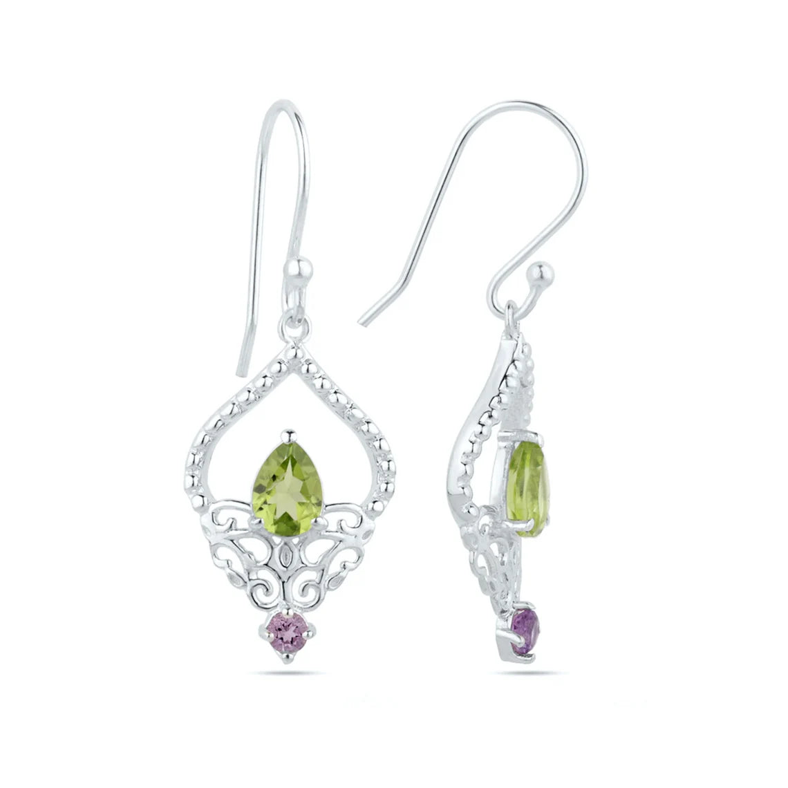 Peridot Gemstone 925 Sterling Silver Earrings, Dangle Earrings