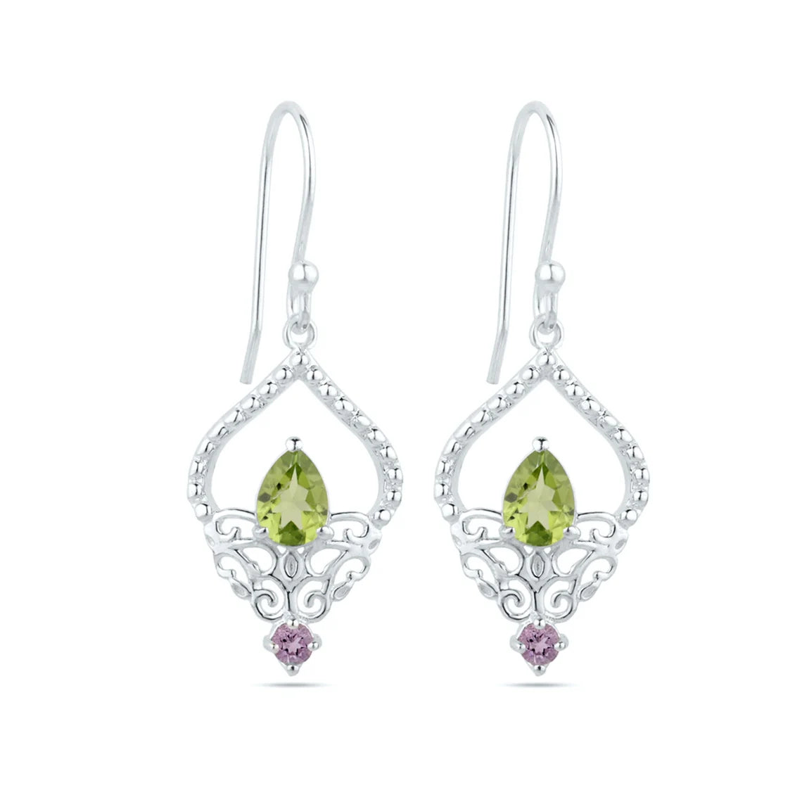 Peridot Gemstone 925 Sterling Silver Earrings, Dangle Earrings