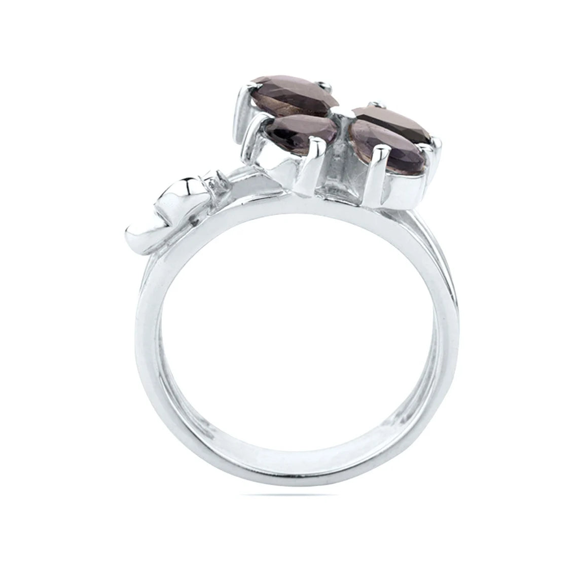 Blue Lolite Stone Flower Design - 925 Sterling Silver Ring