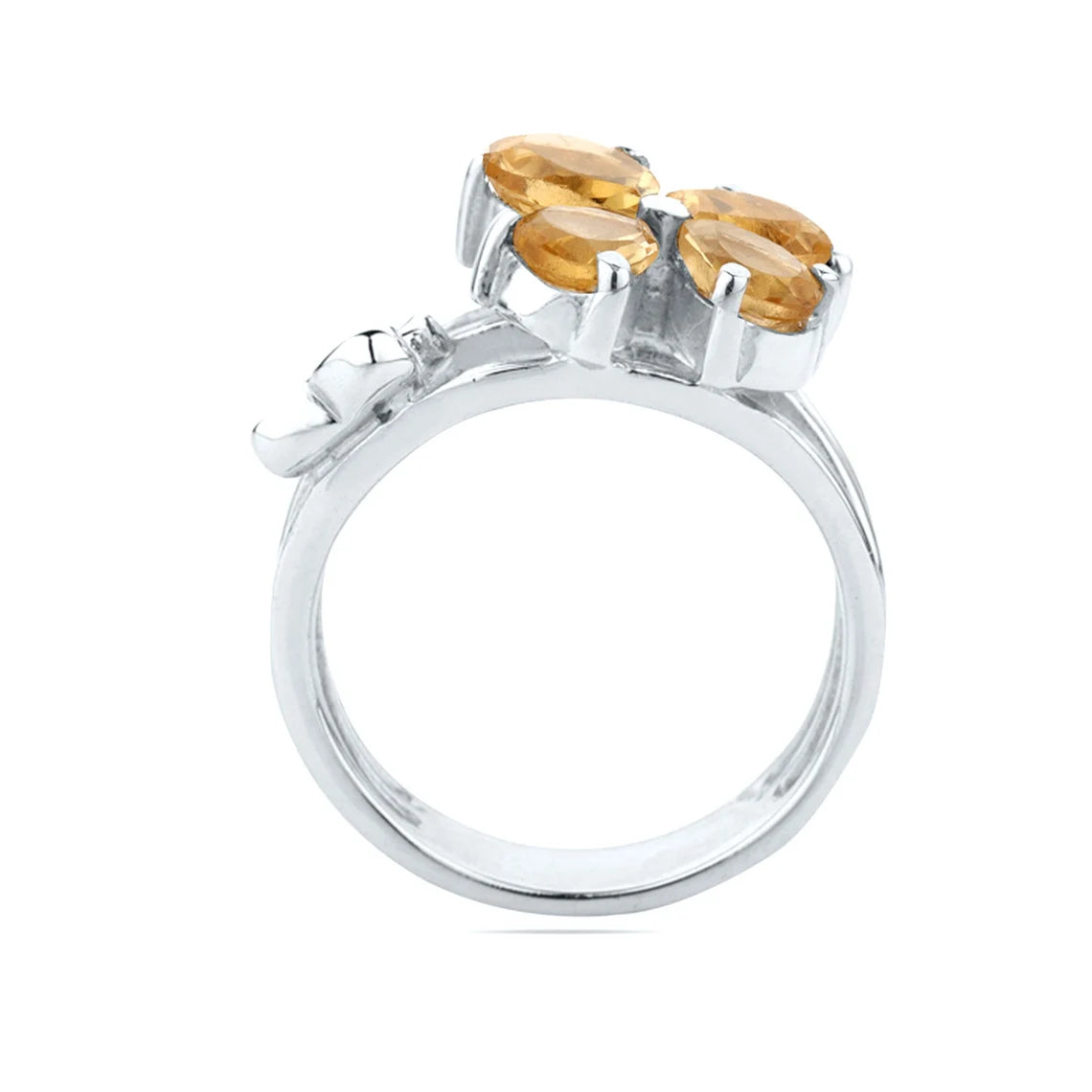 Natural Citrine Pear Multi Stone Ring, Statement Ring, 925 Sterling Silver Citrine Gemstone Ring, Multi Gemstone Citrine Band Ring, Handmade