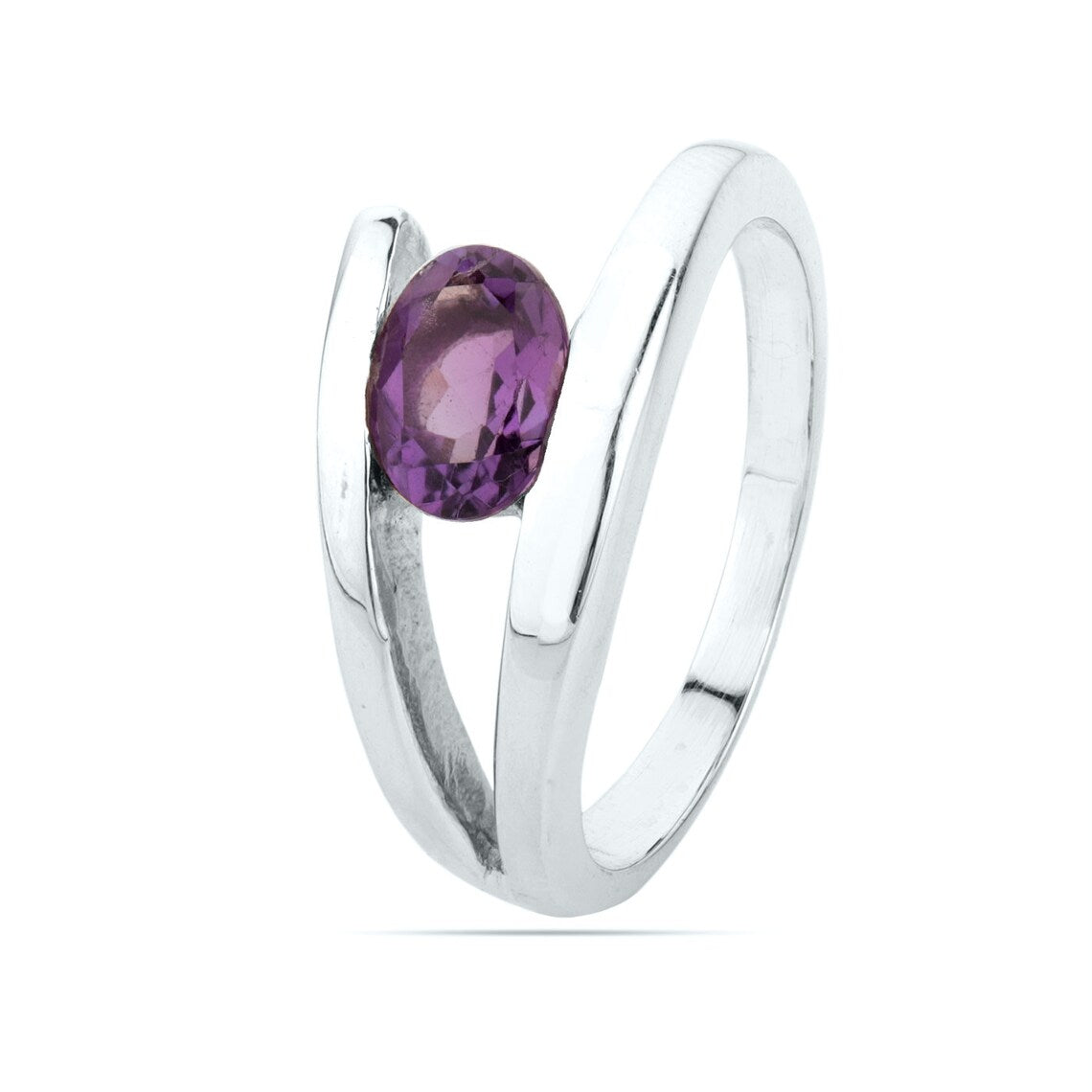 925 Sterling Silver - Oval Amethyst Gemstone Ring for all Occasions