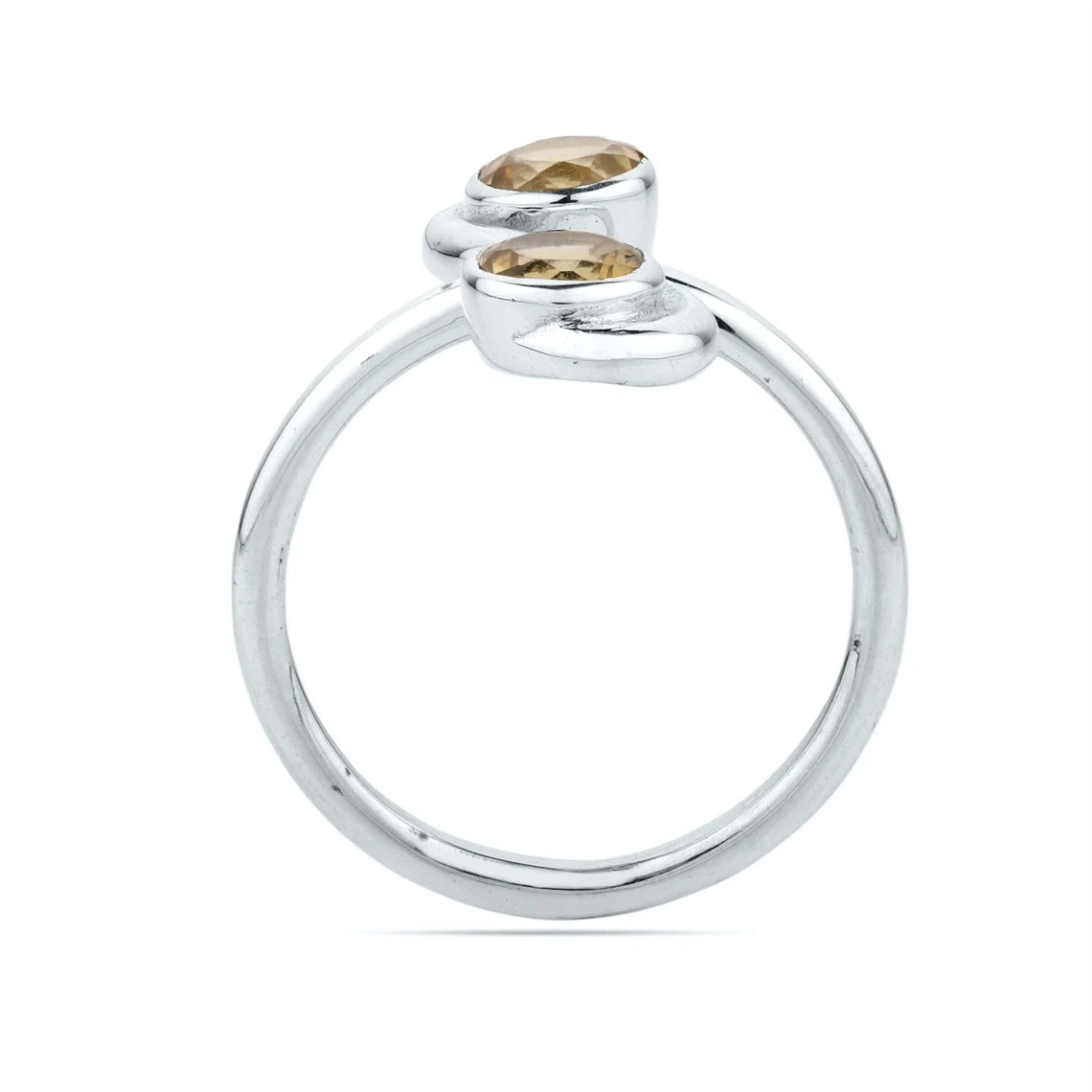 Round shape Citrine Stone Studded 925 Sterling Silver Ring