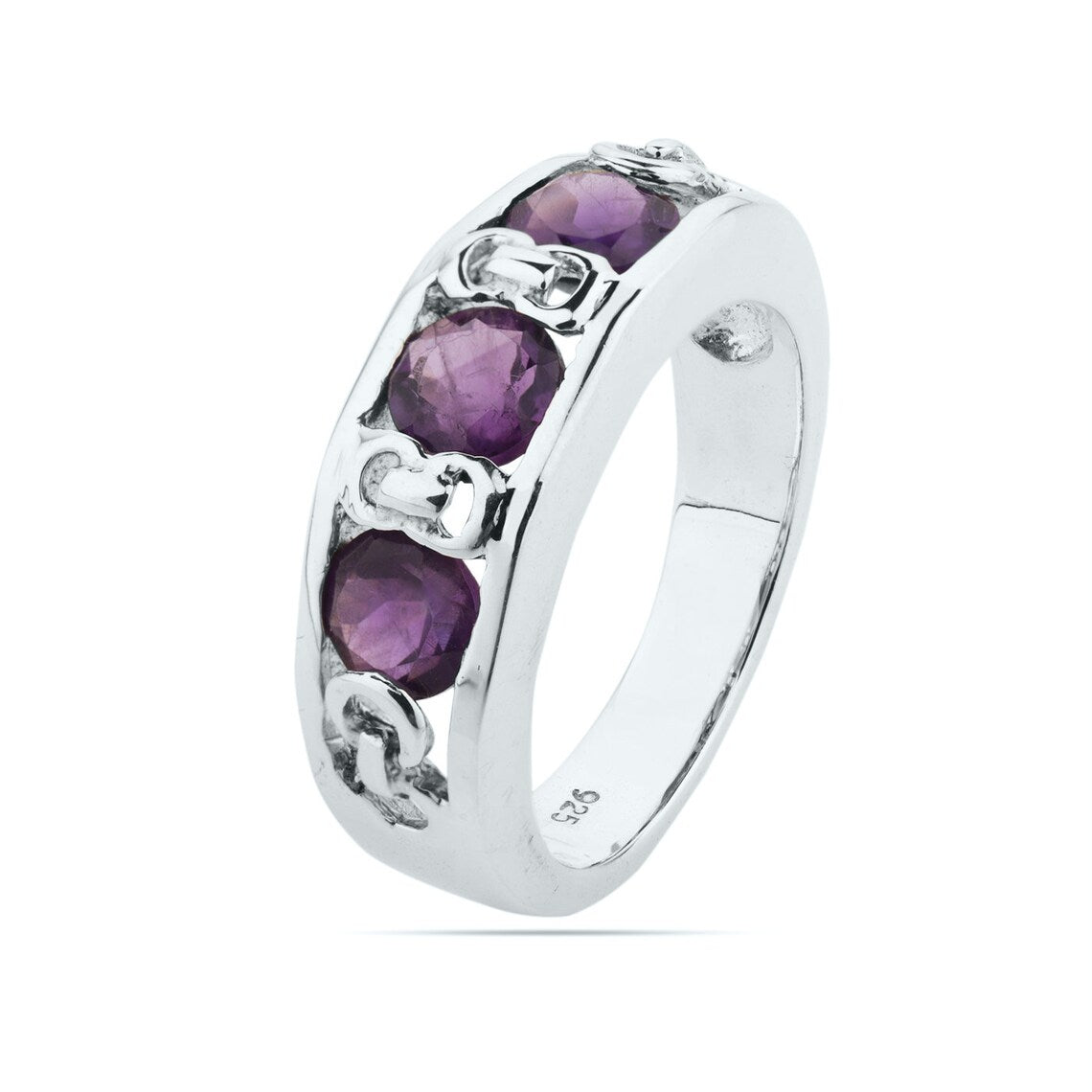 Purple Amethyst Ring, Amethyst Eternity Ring, Sterling Silver Ring, Eternity Band Ring,