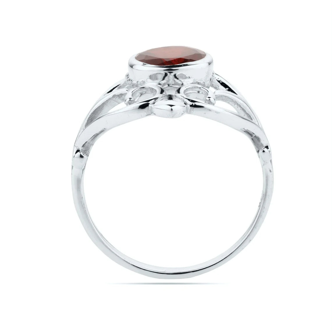 Garnet Ring, Round Garnet Ring, 925 Sterling Silver Ring, Designer Silver Ring, Gift For Her, Birthstone Ring Handmade Round Cut Ring