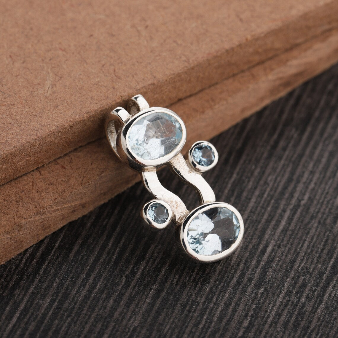 Natural Blue Topaz Pendant - Handmade Silver Pendant-925 Sterling Silver Pendant-Oval Blue Topaz Pendant-Gift for her-Anniversary Pendant