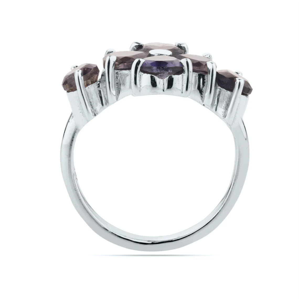 iolite sterling silver ring, iolite prong set ring