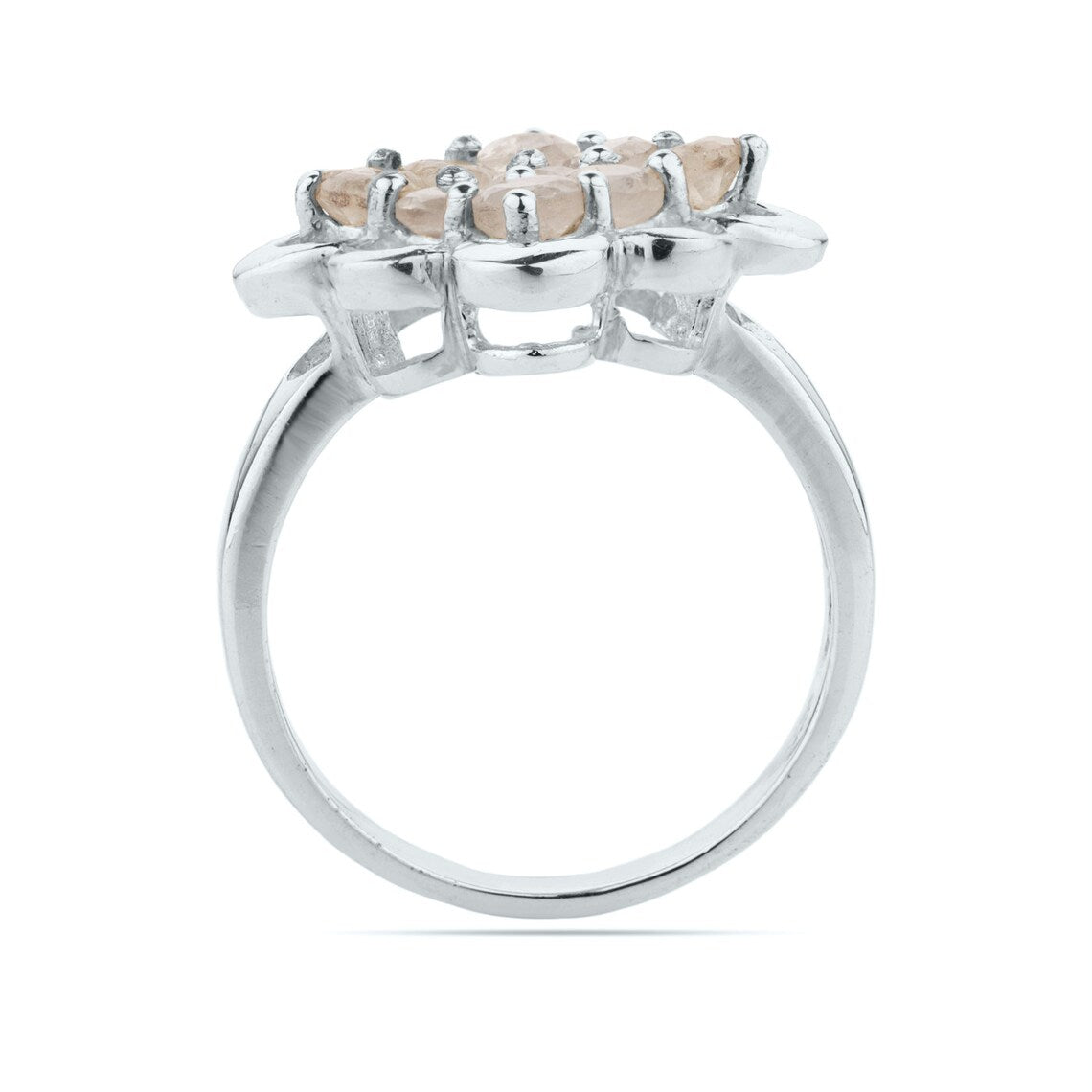 Moonstone ring, round moonstone ring, blue and white moonstone ring, moonstone solitaire ring in silver and gold,natural moonstone