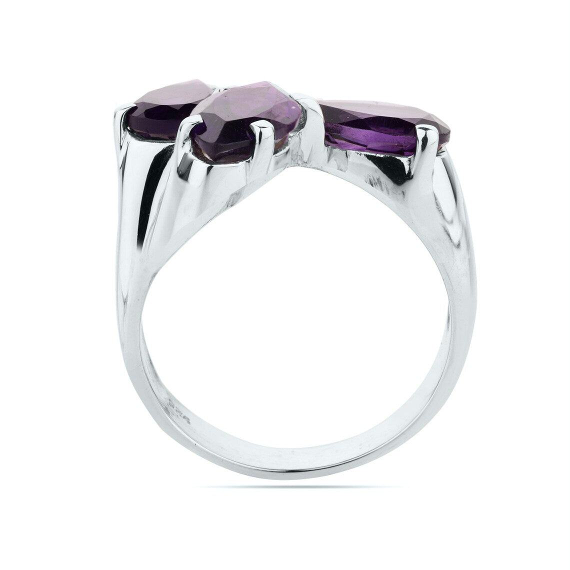 Natural Amethyst Gemstone Ring, Multi Amethyst Silver Ring, 925 Sterling Silver
