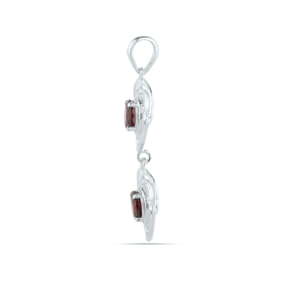 Garnet Gemstone Pendant - 925 Sterling Silver Garnet Pendant - Round Garnet Pendant
