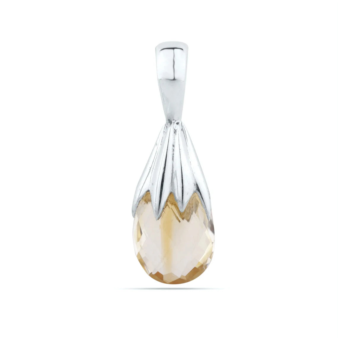 Citrine Teardrop Pendant - 925 Sterling Silver Citrine Pendant - Natural Citrine Pendant - Yellow Citrine Pendant