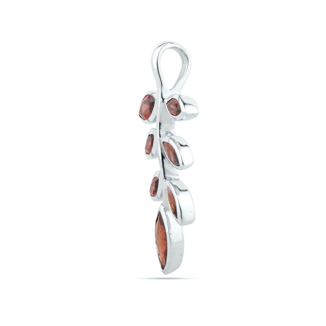 Garnet Leaf Pendant, Natural Garnet December Birthstone, Handmade Sterling Silver Dainty Charm Necklace,Minimalist Jewelry For Gifting Women