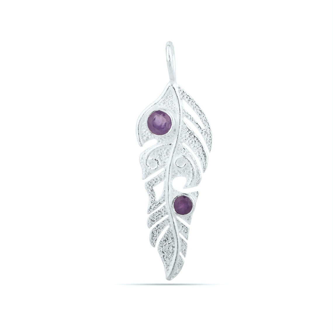 Amethyst Leaf Pendant 925 Sterling Silver Necklace for her