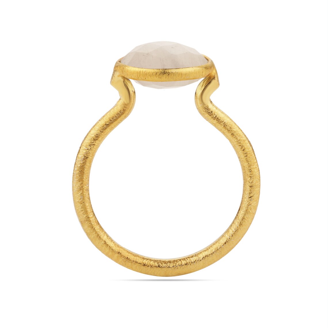 Rainbow Moonstone Gold Ring, 925 Sterling Silver Moonstone Ring, June Birthstone Ring, Round Moonstone Gold Ring, Gift For Her, Boho Ring