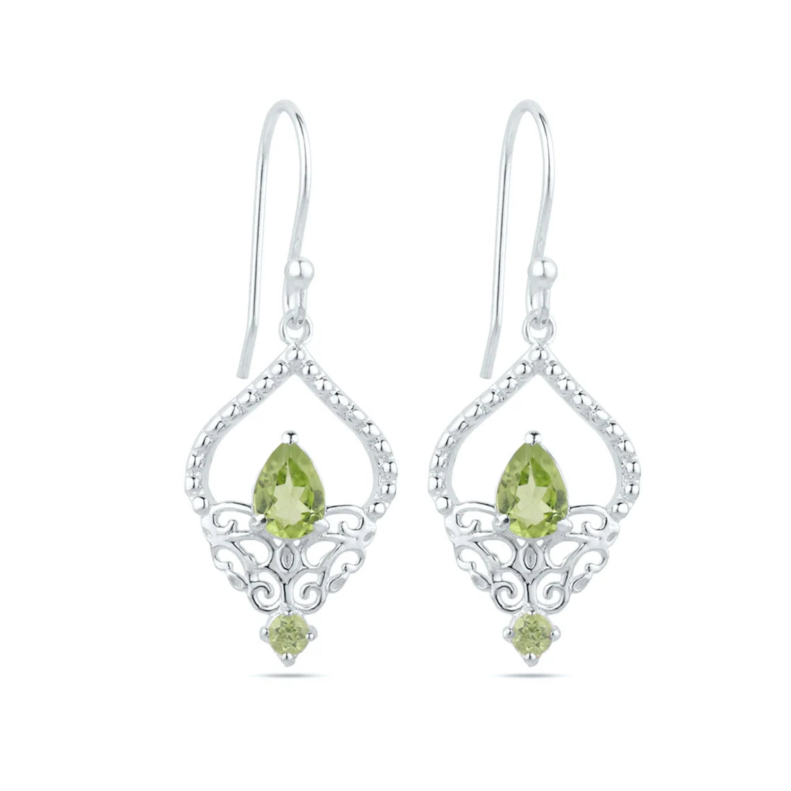 Natural Peridot Earrings Green Peridot Silver Earrings 925 Sterling Silver Peridot Earrings Gift for her