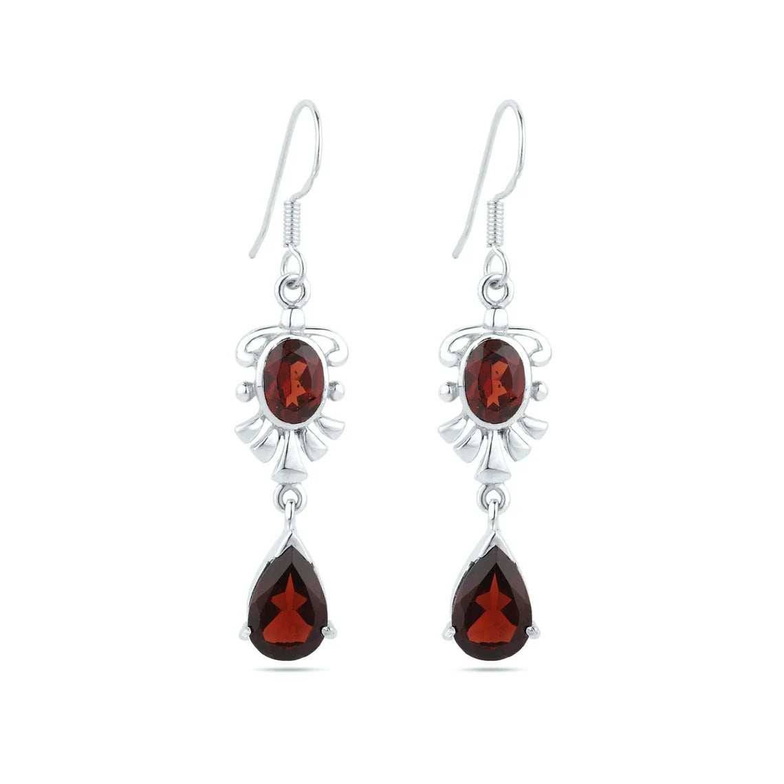 925 Sterling Silver Garnet Gemstone Earring