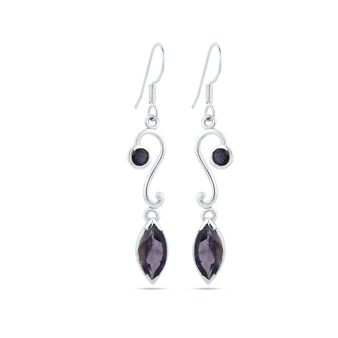 Iolite Gemstone Earrings, 925 Sterling Silver iolite Dangle Earrings