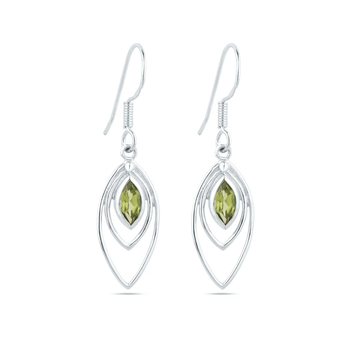 Natural Peridot Sterling Silver Earrings