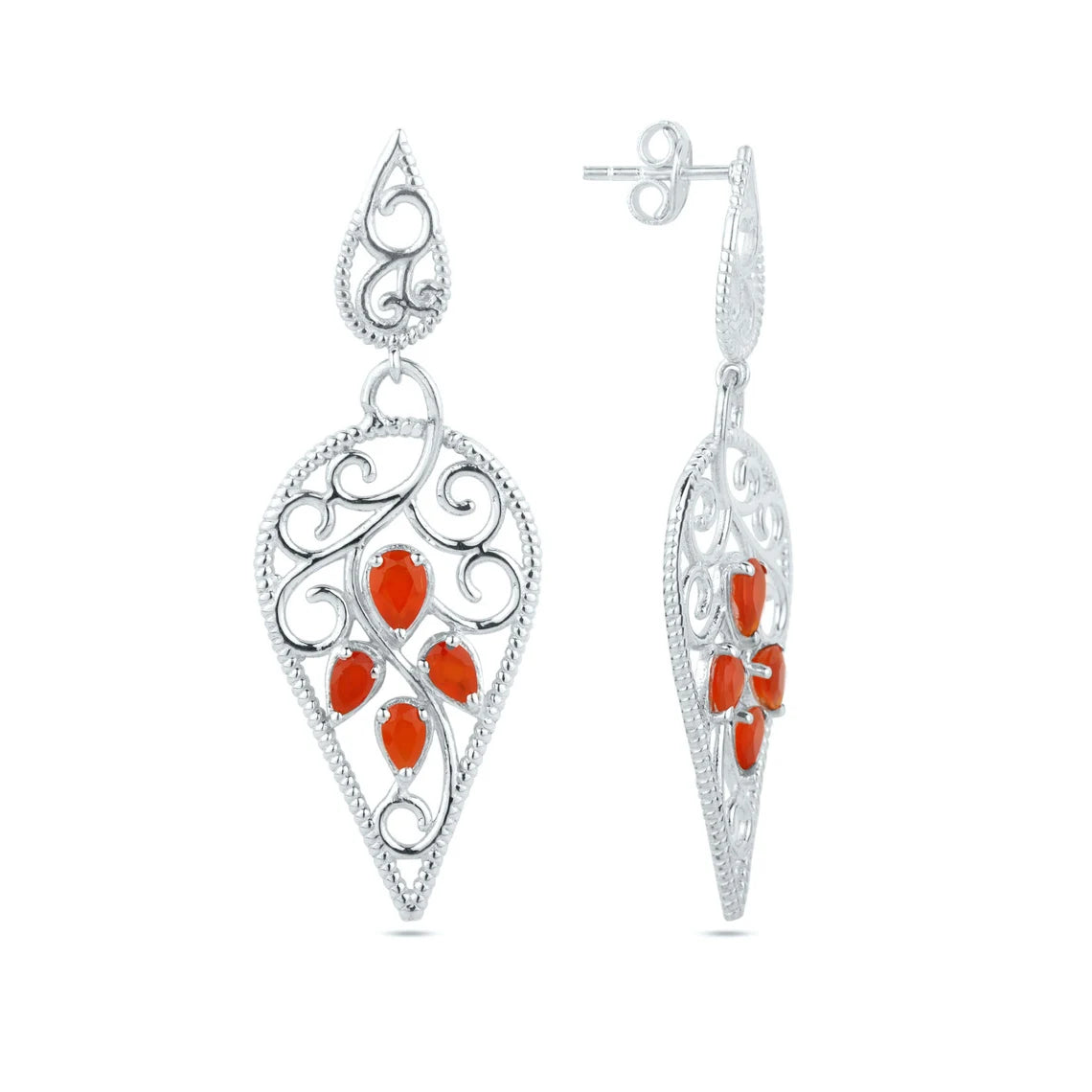 Natural Carnelian 925 Sterling Silver Earrings