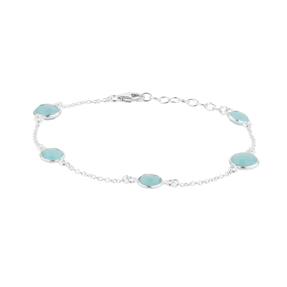 Natural Blue Chalcedony 925 Sterling Silver Bracelet-Handmade Bracelet
