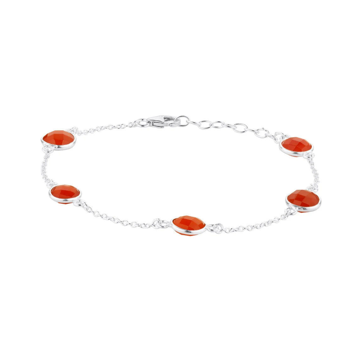 Natural Carnelian Bracelet Carnelian Chain Bracelet 925 Sterling Silver Jewelry Bracelet 7-8"