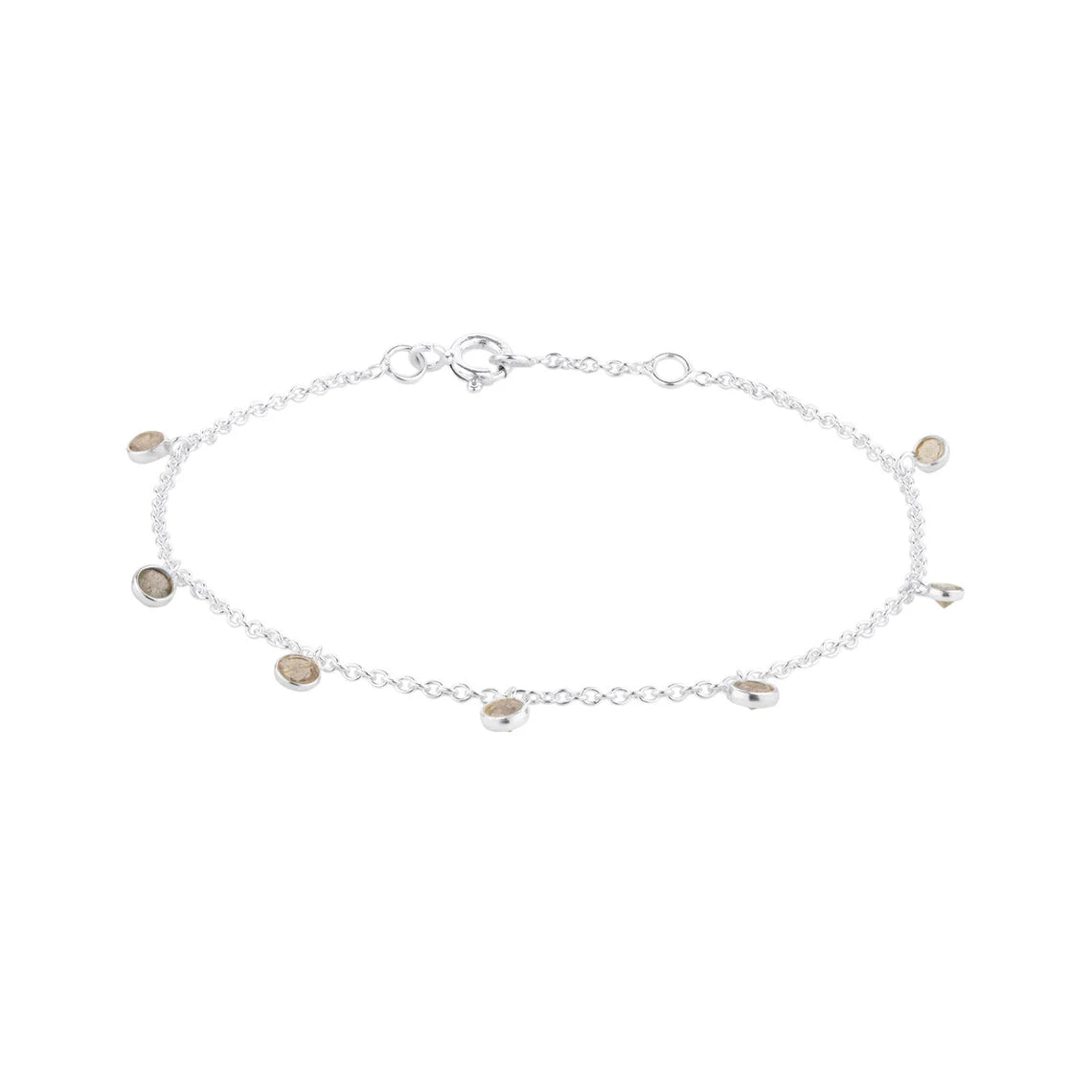 Tiny Labradorite Bracelet, 925 Sterling Silver Bracelet, Blue Stone Bracelet, Adjustable Jewelry, Silver Bracelet Length 7.5"