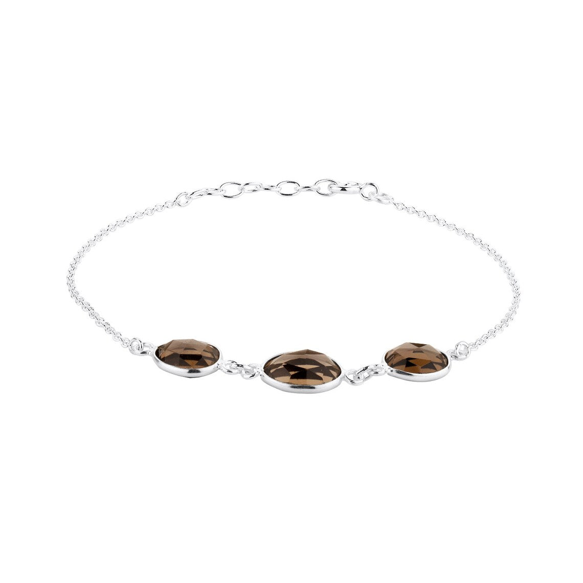 Smoky Topaz Rose Cut Silver Bracelet, Smoky Quartz Bracelet