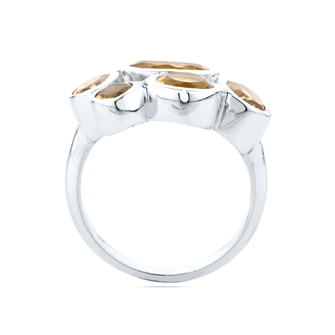 925 Sterling Silver Ring with Golden Citrine Natural Gemstone Ring