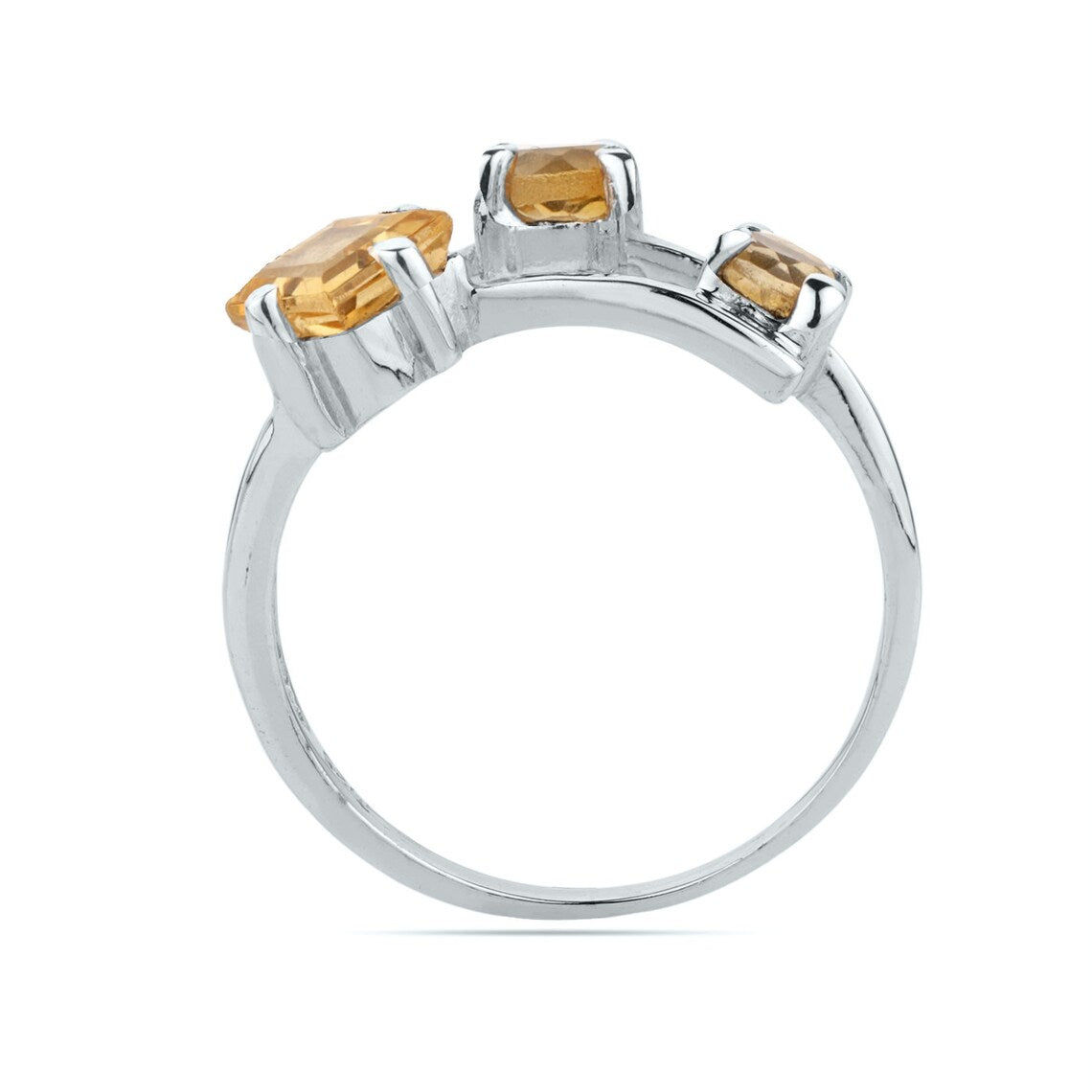 Citirne Ring, Yellow Citrine Ring, Citrine Prong Ring, Multi Citrine Ring, Gift For Her, Everyday Ring, Gift, Round Citrine Silver Ring