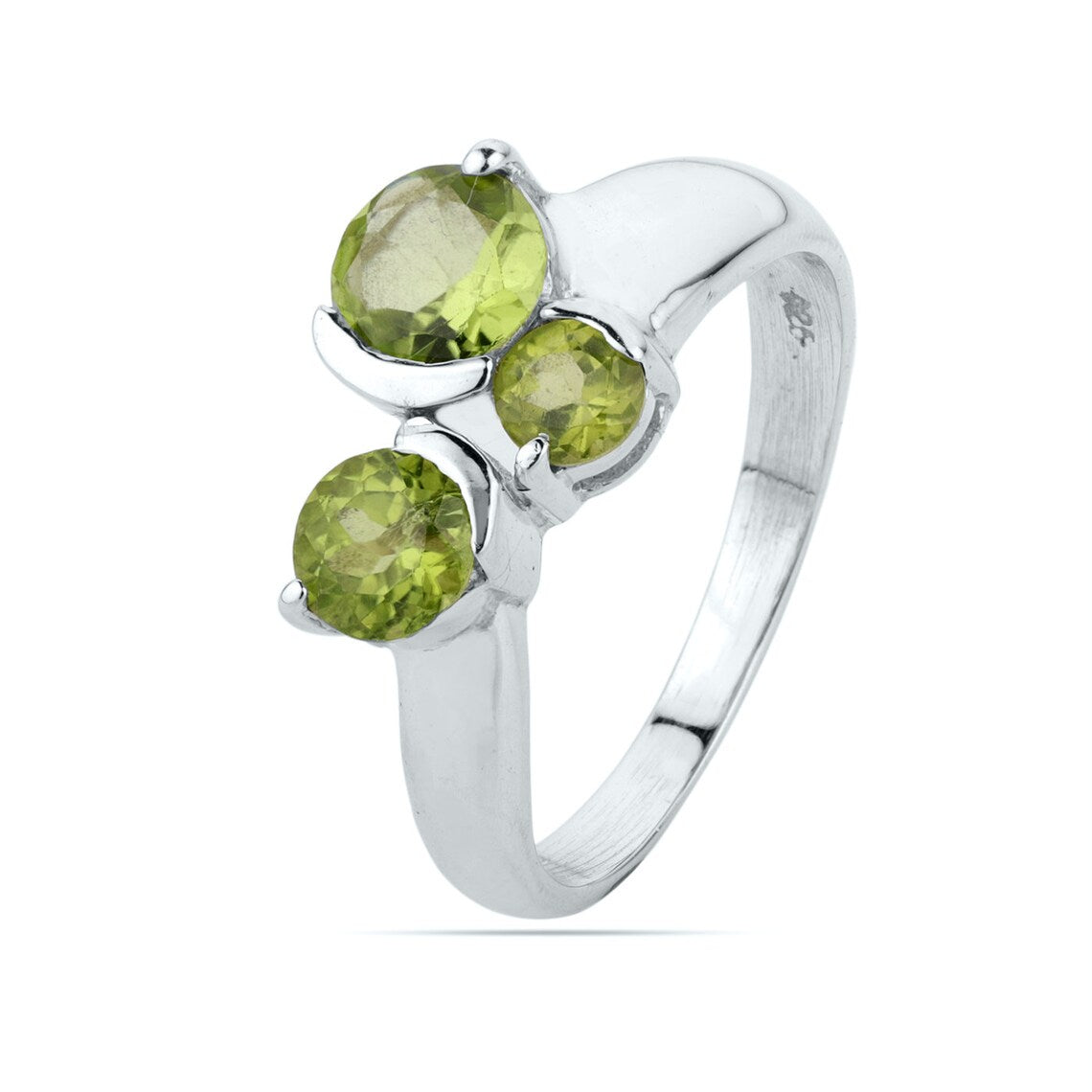 Round Peridot Ring, Peridot Stacking Ring, August Birthstone Ring Green Stone Ring, Promise Ring US 8 Peridot Stack Ring Gemstone Ring