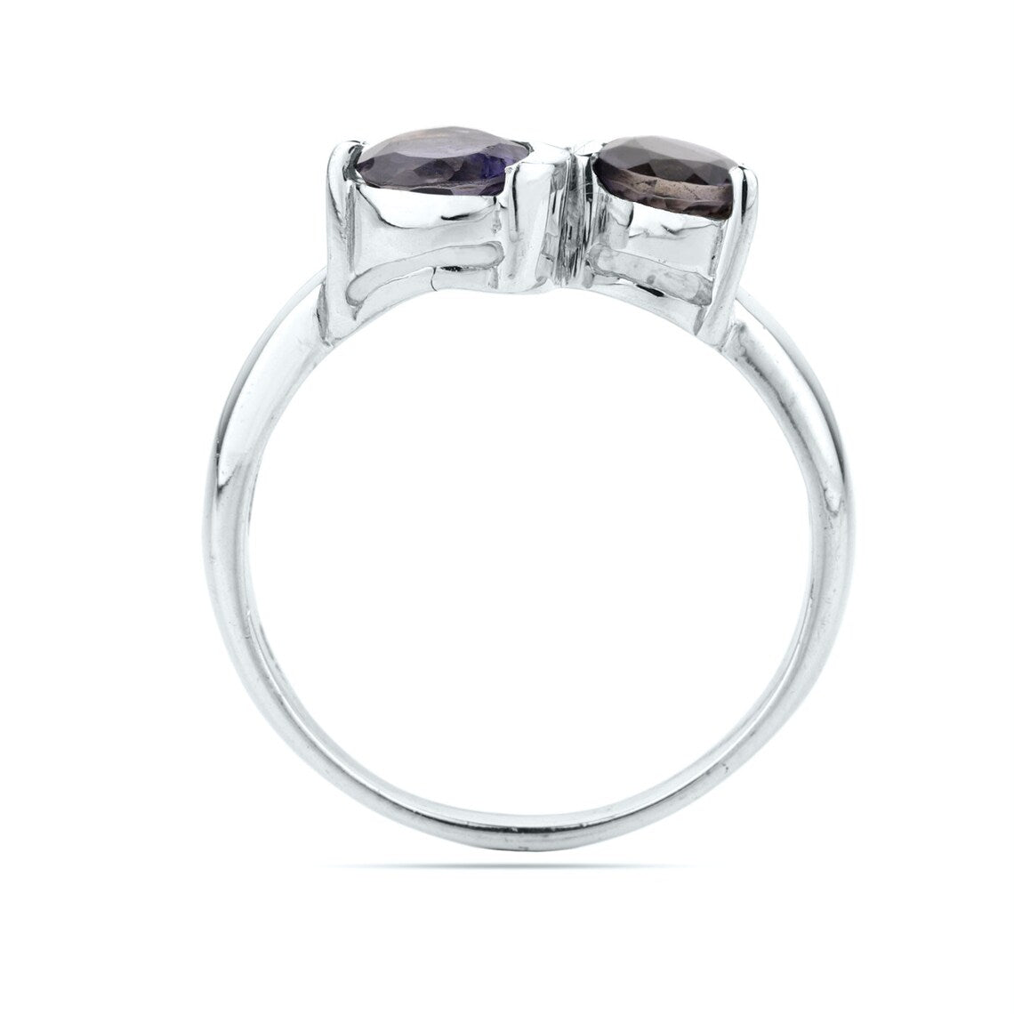 Round Iolite Sterling Silver Ring - Multi Iolite Gemstone Ring - Blue Iolite Silver Ring