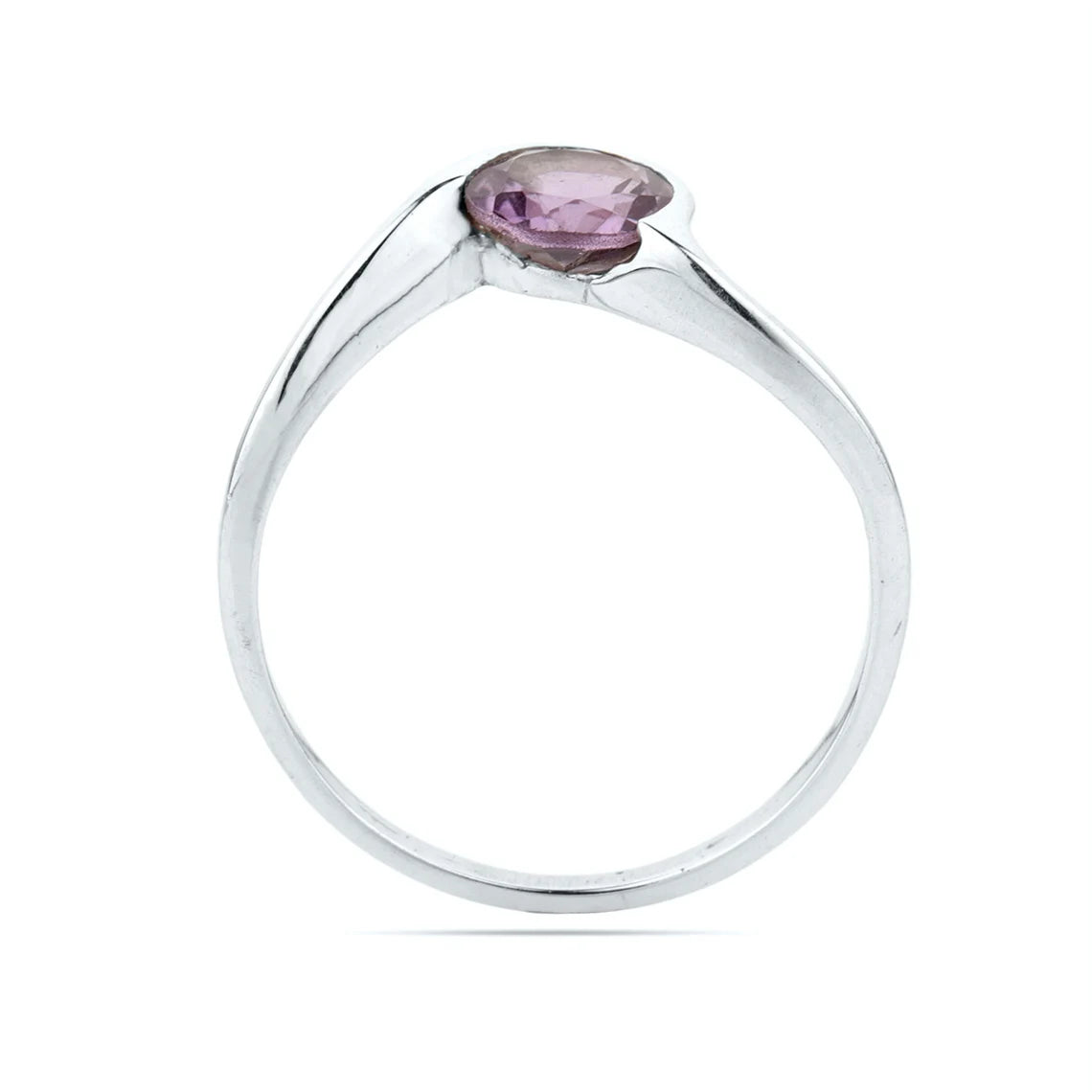 Engagement Ring Natural Amethyst Ring February Birthstone Round Cut Gemstone Sterling Silver Ring Bezel Setting