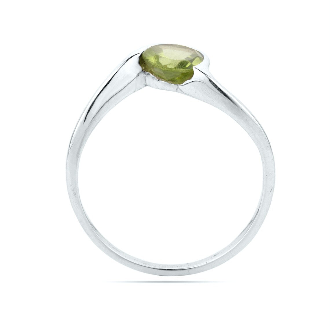 Natural Faceted Peridot Ring - peridot gemstone ring - 925 sterling silver peridot ring