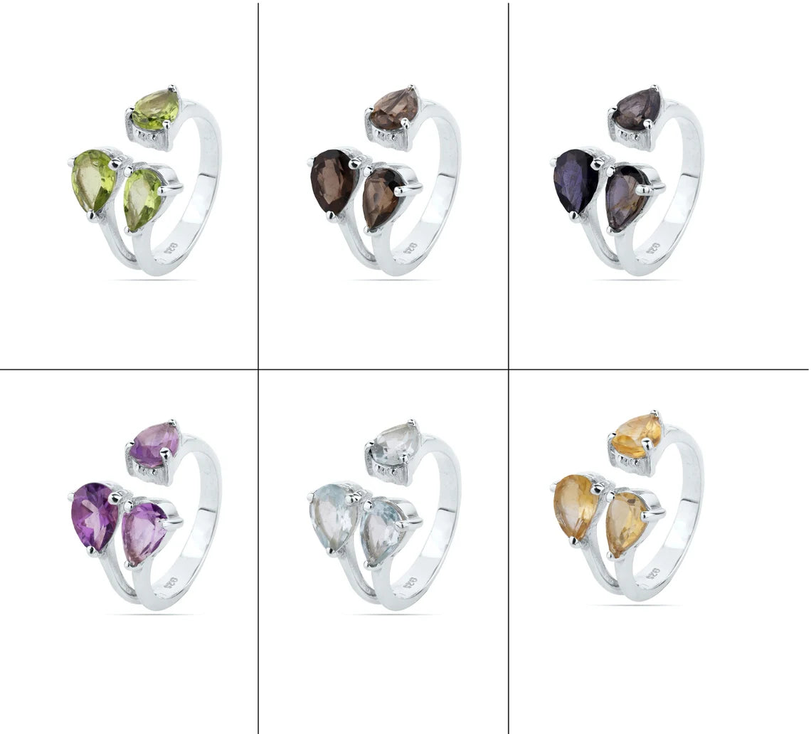 Peridot Ring Smoky iolite Ring Amethyst Ring Blue Topaz Citrine Ring Natural Peridot, Smoky, iolite, Amethyst, Blue Topaz Citrine Rings