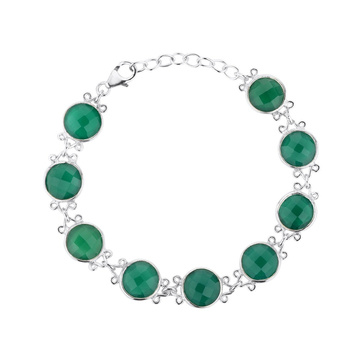 Green Onyx 925 Sterling Silver Bracelet
