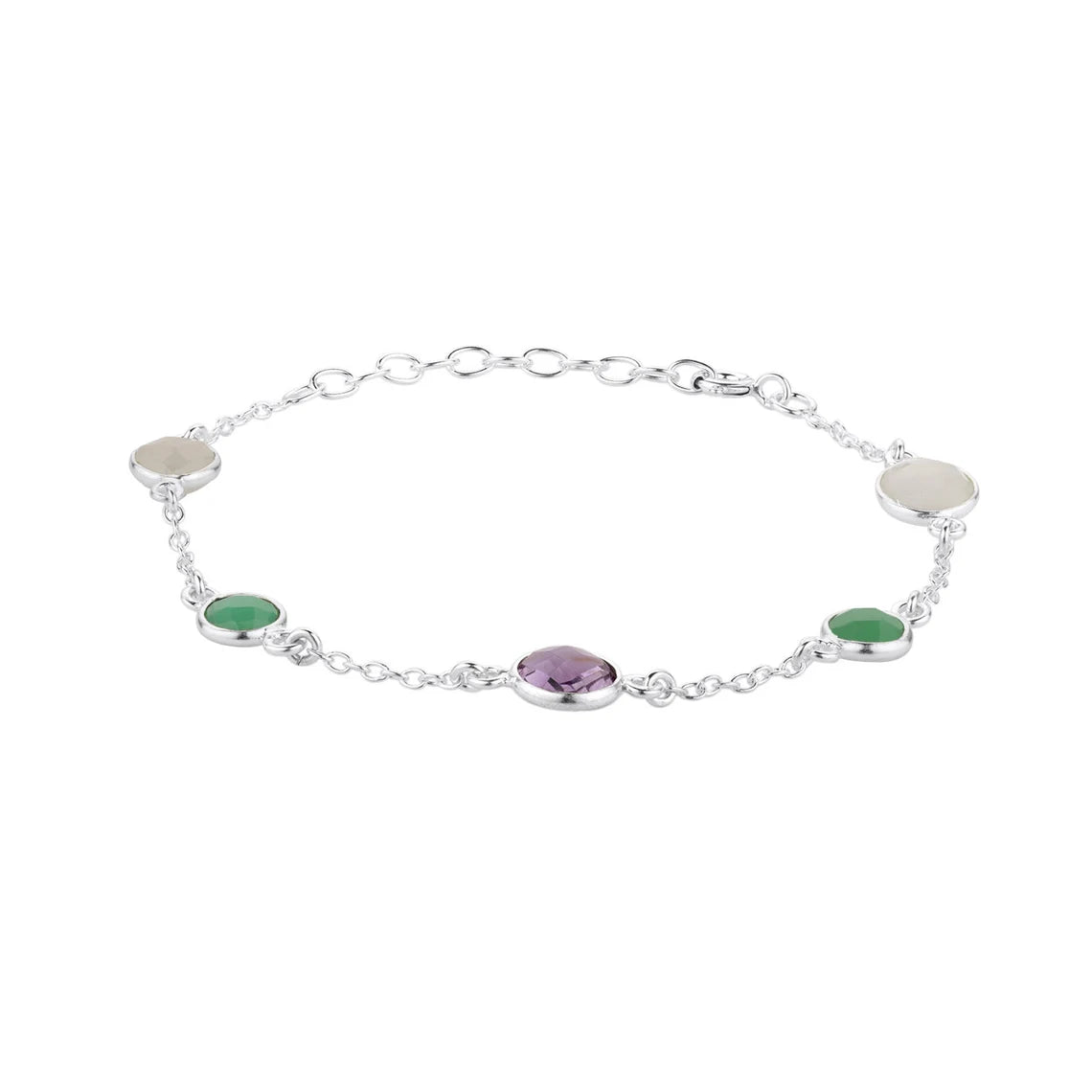 Natural Multi Cut Stone Bracelet, 925 Sterling Silver Wedding Bracelet,Faceted Multi Cut Stone Silver Bracelet Handmade Jewelry