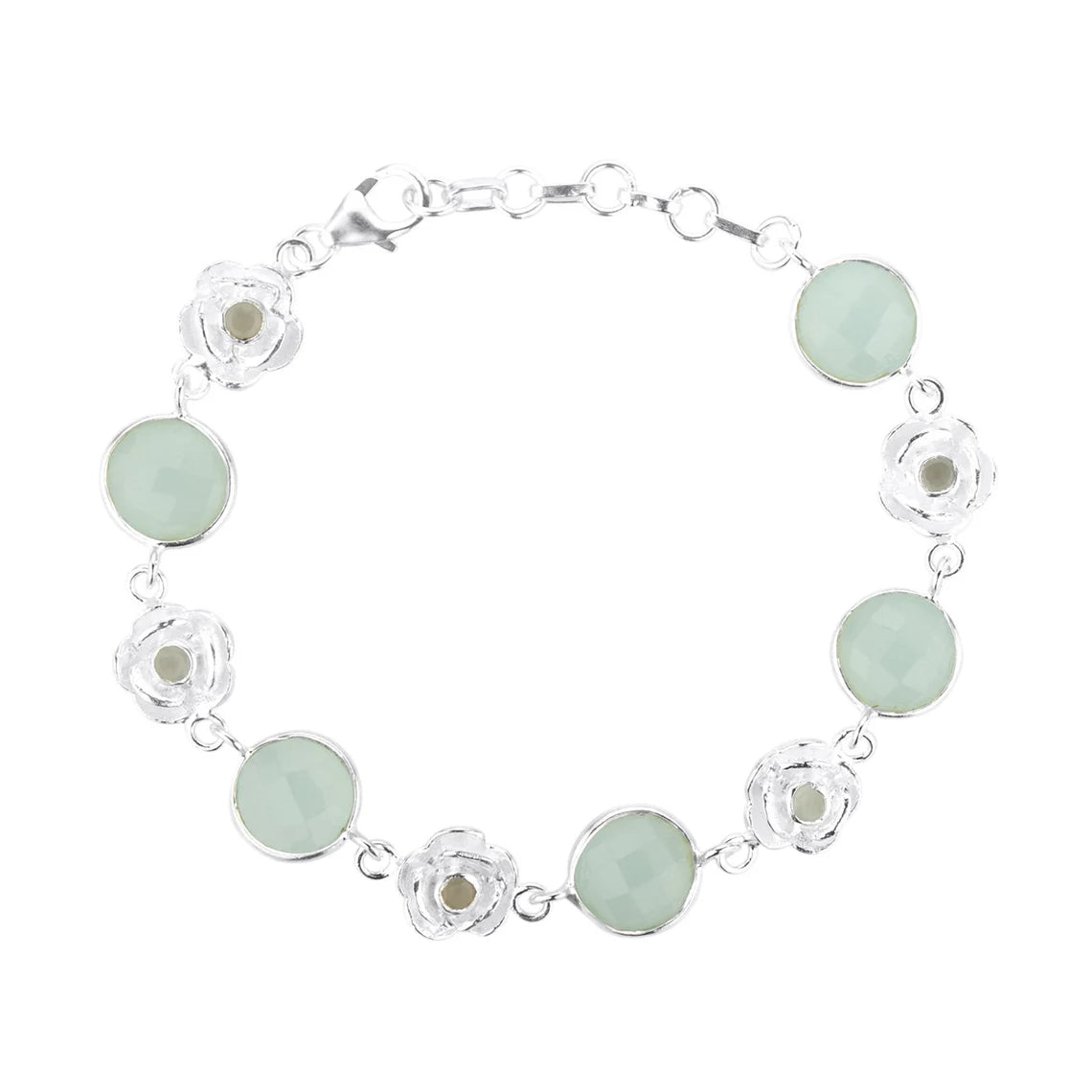Aqua Chalcedony Bracelet, 925 Sterling Silver Bracelet, Handmade Bracelet, Gift for her, Boho Jewelry