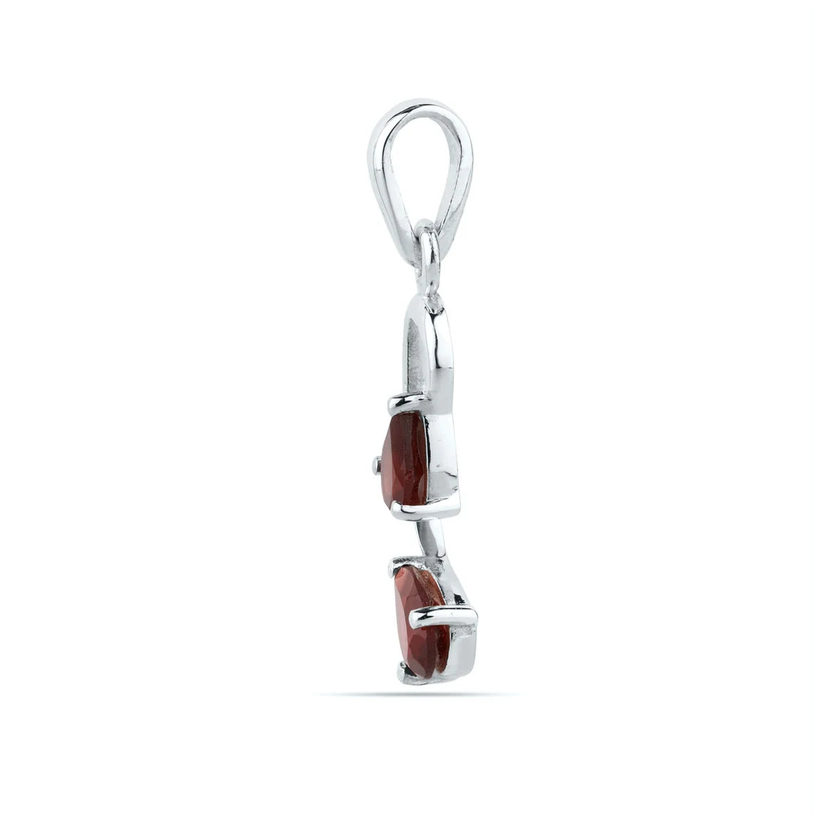 Natural Garnet Sterling Silver Pendant, Pear Garnet Silver Pendant