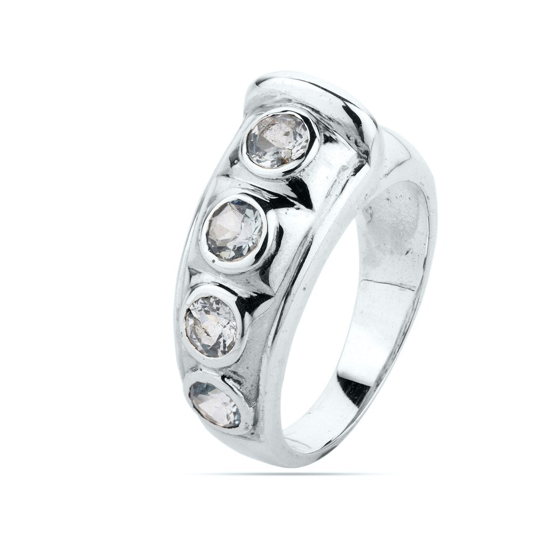 Blue Topaz Band - 925 Sterling Silver Ring