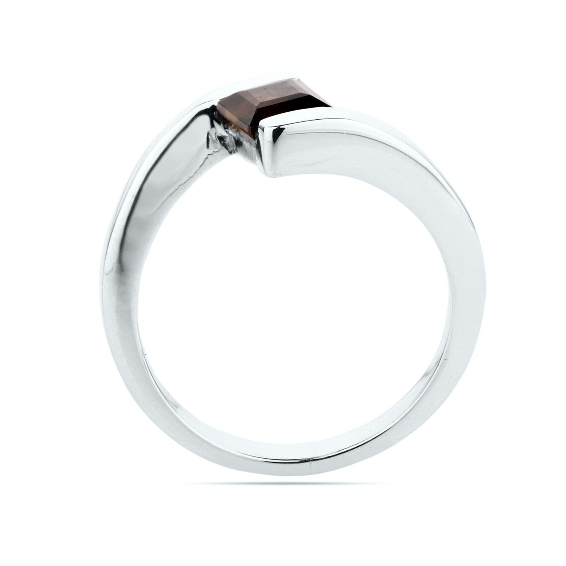 Natural Smoky Topaz Silver Ring, Square Smoky Quartz Ring, 925 Sterling Silver Ring