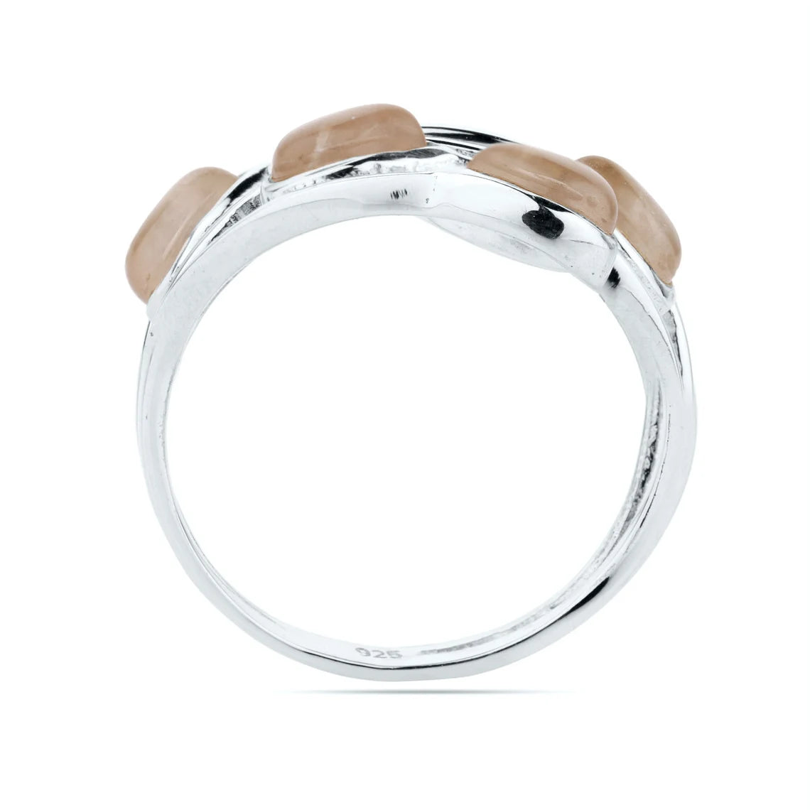 Natural Rose Quartz Ring Rose Quartz Pear Cabochons Ring Size US 6 7 8 9 10