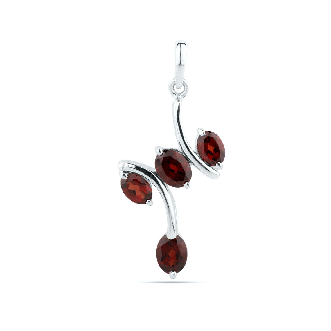 Oval Garnet Gemstone 925 Sterling Silver Pendant