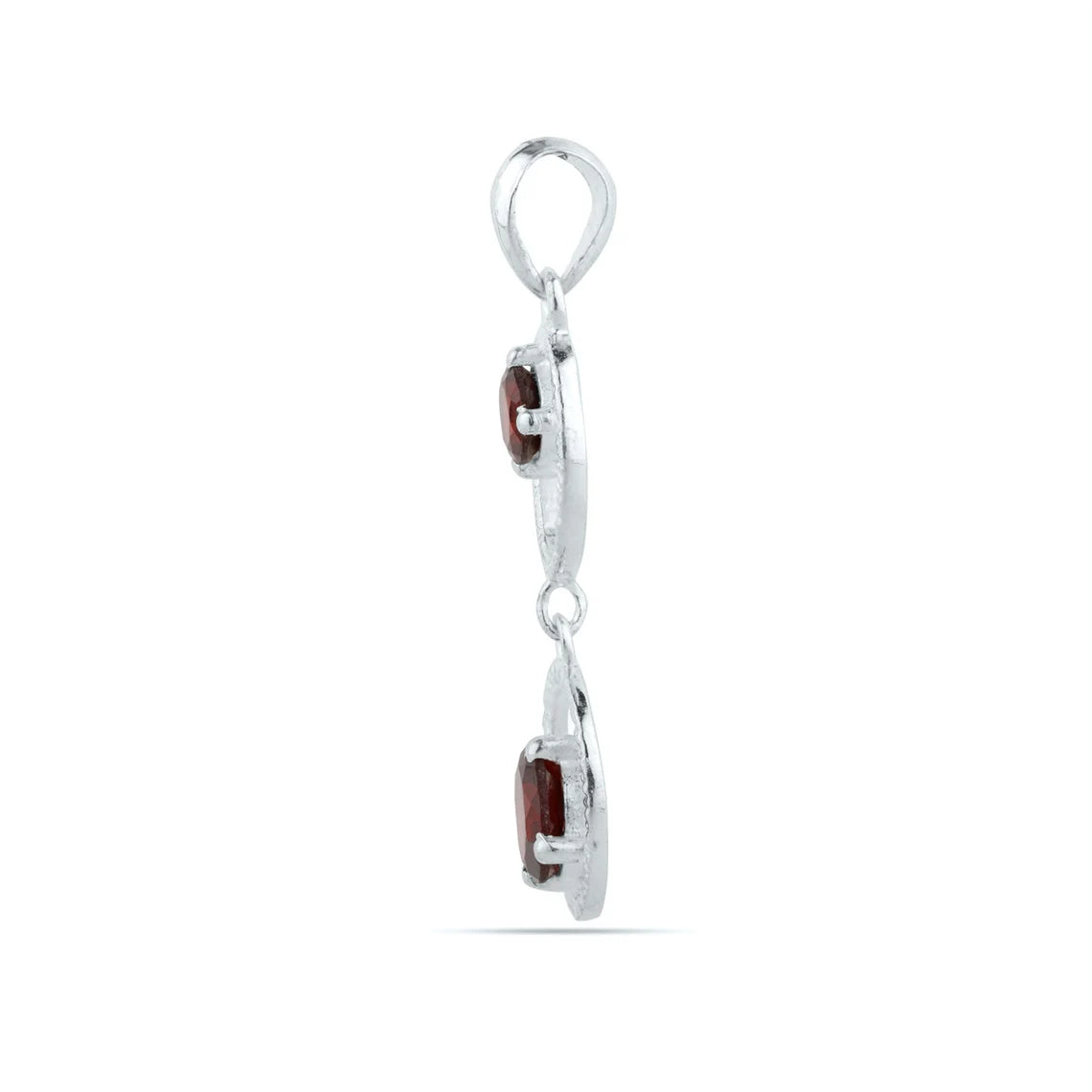 Round Natural Garnet Sterling Silver Pendant