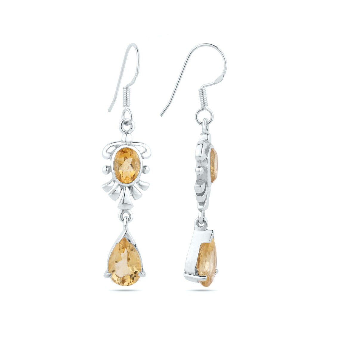 Citrine Gemstone Earrings - Citrine sterling silver earrings - hook Earrings - faceted citrine earrings - Yellow Citrine Earrings