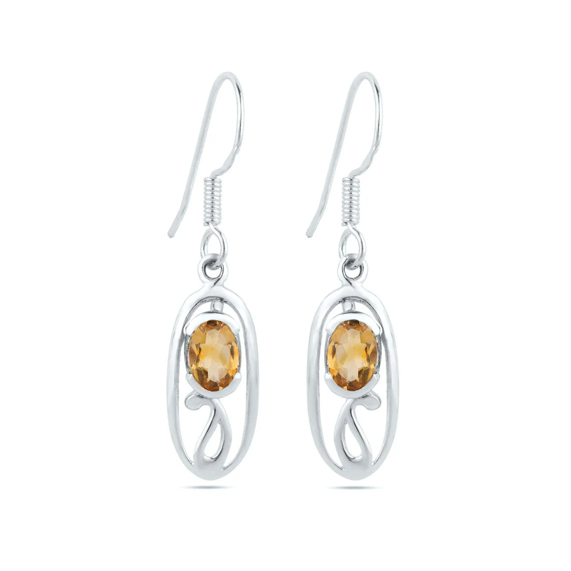 Citrine Gemstone Earrings, 925 Sterling Silver Citrine Earrings - Citrine Dangle Earrings