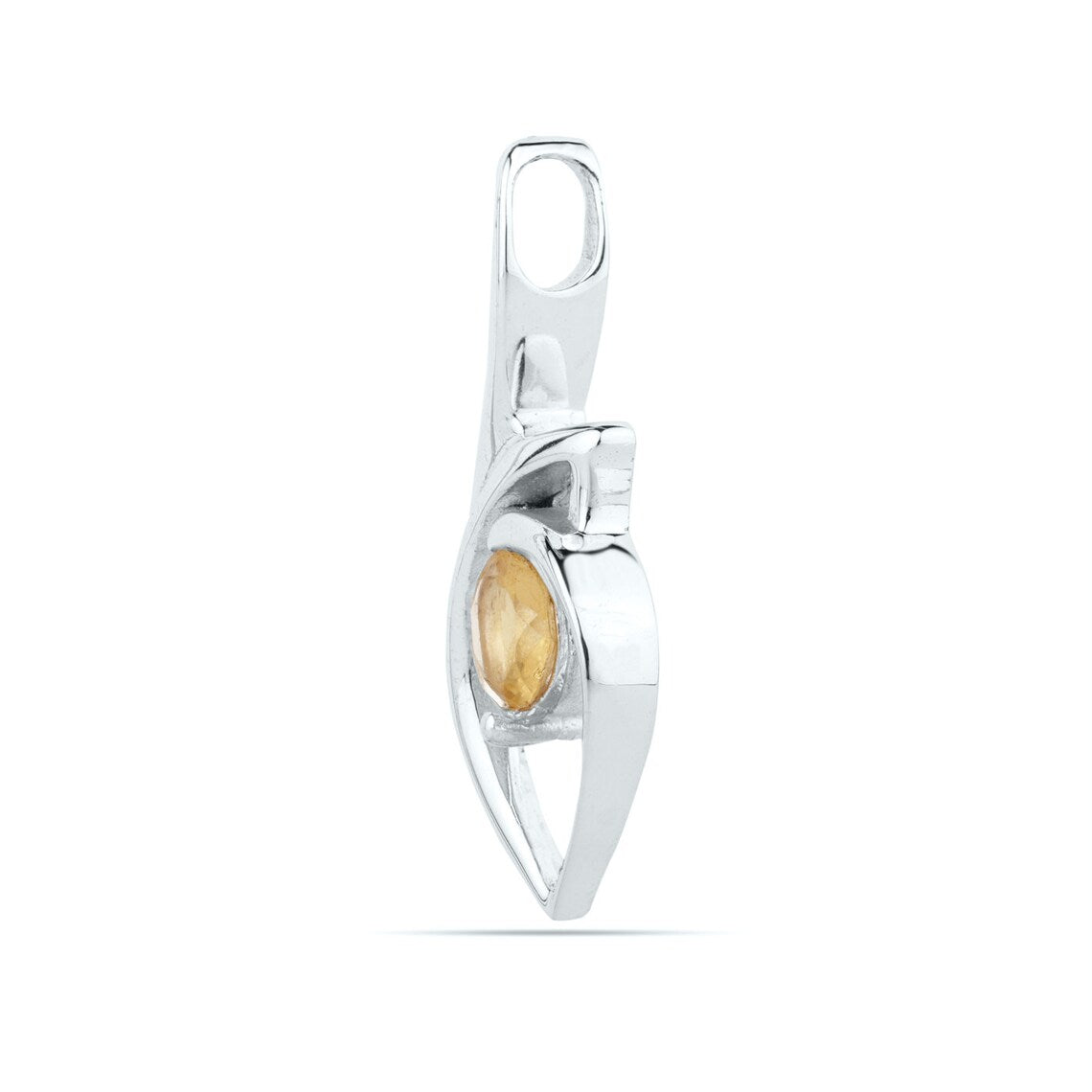 Natural Citrine Pendant - Round Citrine Sterling Silver Pendant - Golden Topaz Pendant - Tiny Citrine Pendant - Citrine Gemstone Pendant