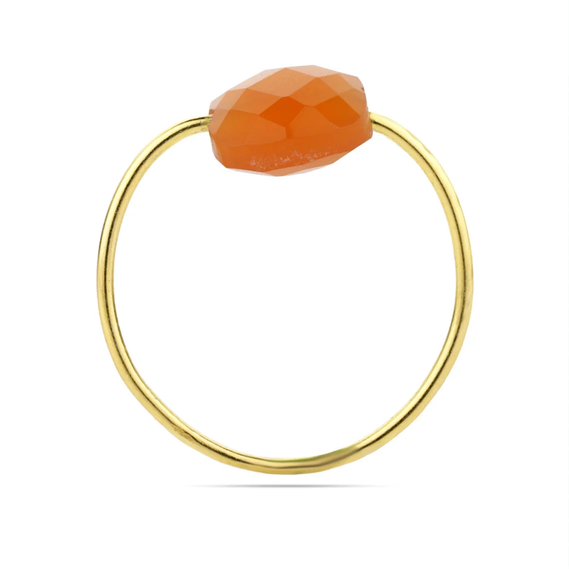 Carnelian Ring - Drilled Carnelian Ring - Checker Cut Ring - Cushion Ring - Gemstone Ring - Gold Ring - Birthstone Ring