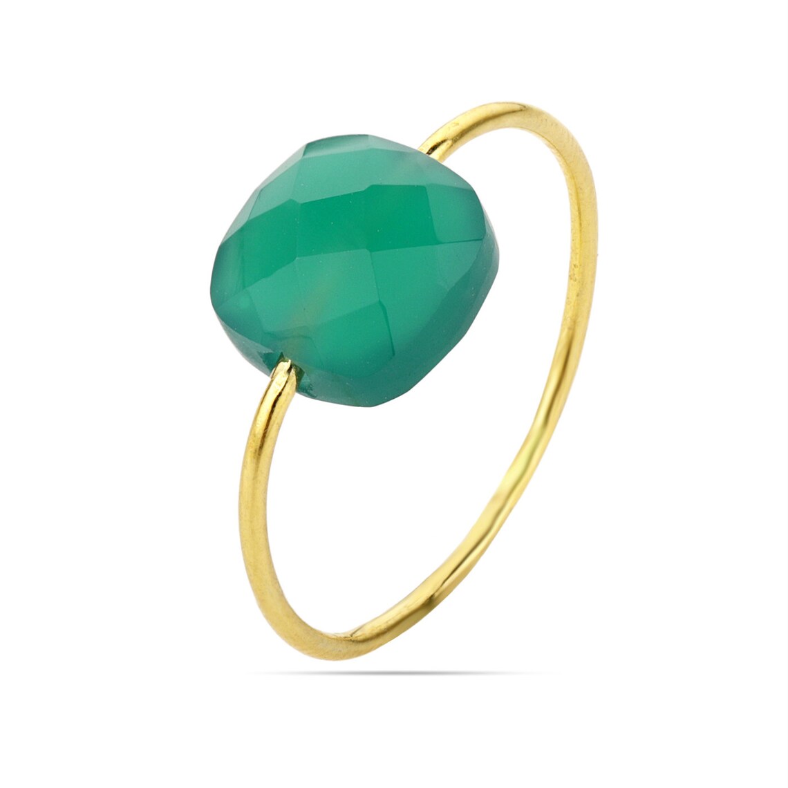 Green Onyx Ring - 925 sterling silver Green Onyx Gemstone Ring - Green onyx cushion Ring