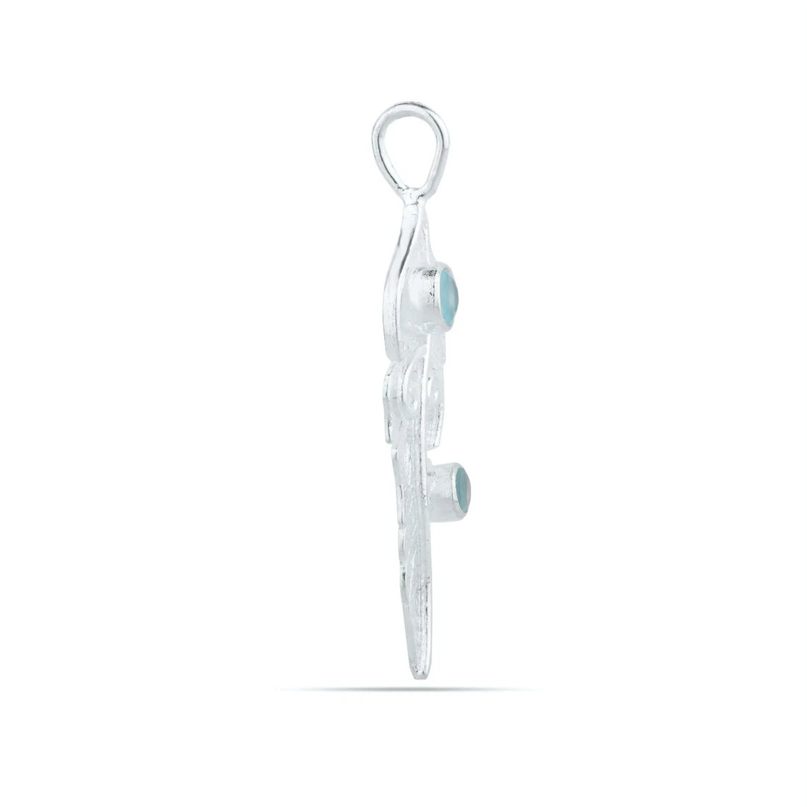 Natural Blue Chalcedony Leaf Silver Pendant - 925 Sterling Silver Gemstone Leaf Pendant 925 Silver Gemstone Bezel Pendant