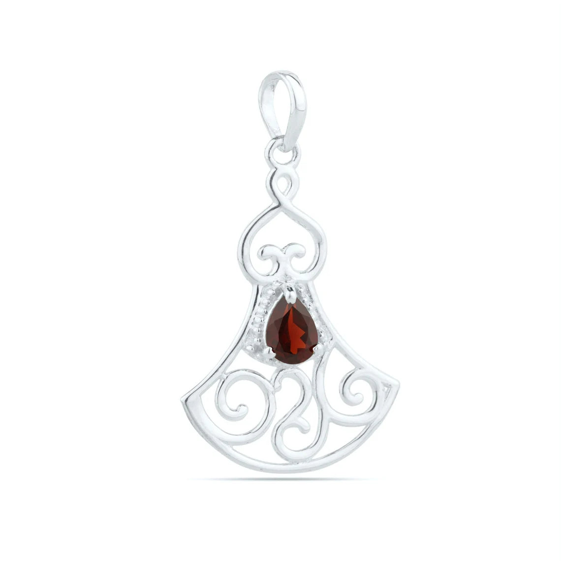 Garnet Gemstone Pendant, 925 Sterling Silver Garnet Pendant, Garnet Pear Pendant, Designer Pendant