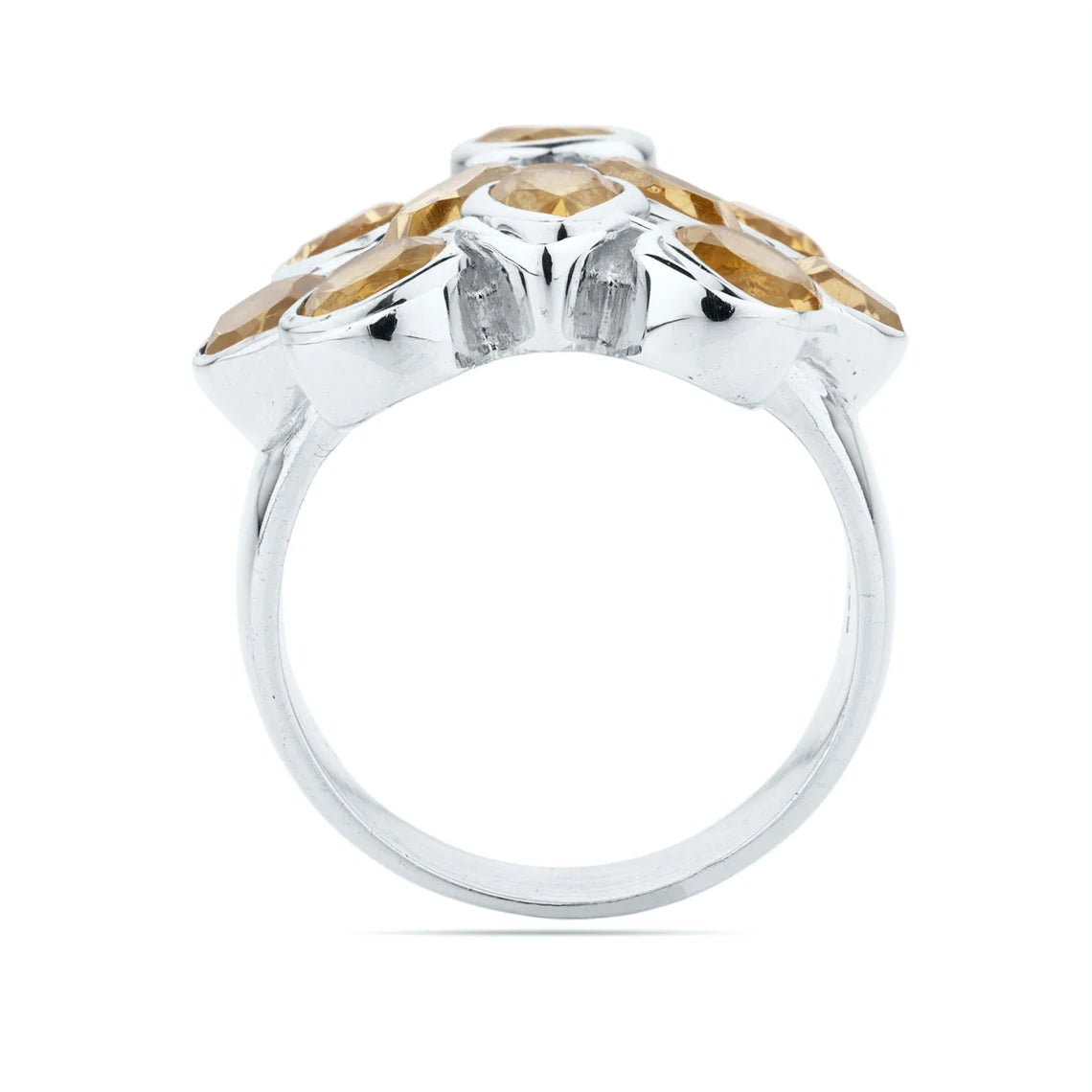 Citrine Ring - Solid 925 Sterling Silver Ring - Handmade Multi Stone Ring - Faceted Stone Ring
